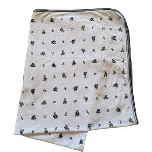 Ralph Lauren Polo Bear Baby Blanket White Blue Trim One Size